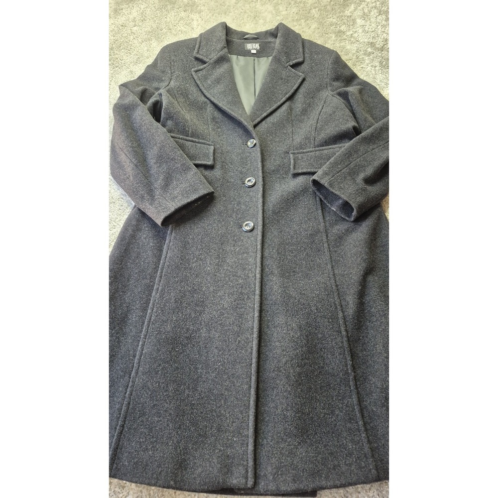 Bill Blass Vintage Lambswool & Cashmere Womens 12 Black Overcoat Long Warm